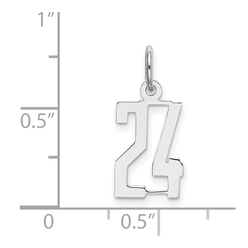 Sterlingsilber Silber/rhodiniert Länglich Zahl 24 Charm