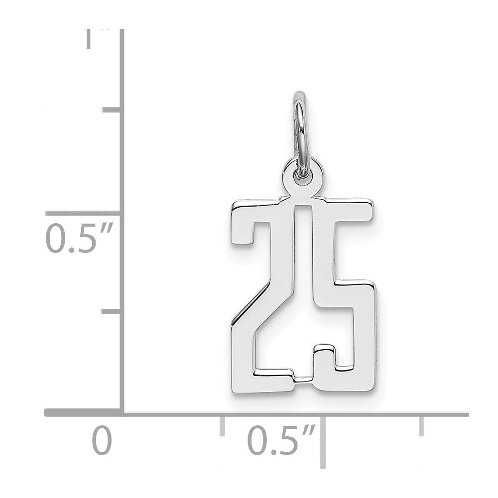 Sterlingsilber Silber/rhodiniert Länglich Zahl 25 Charm