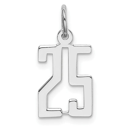 Sterlingsilber Silber/rhodiniert Länglich Zahl 25 Charm