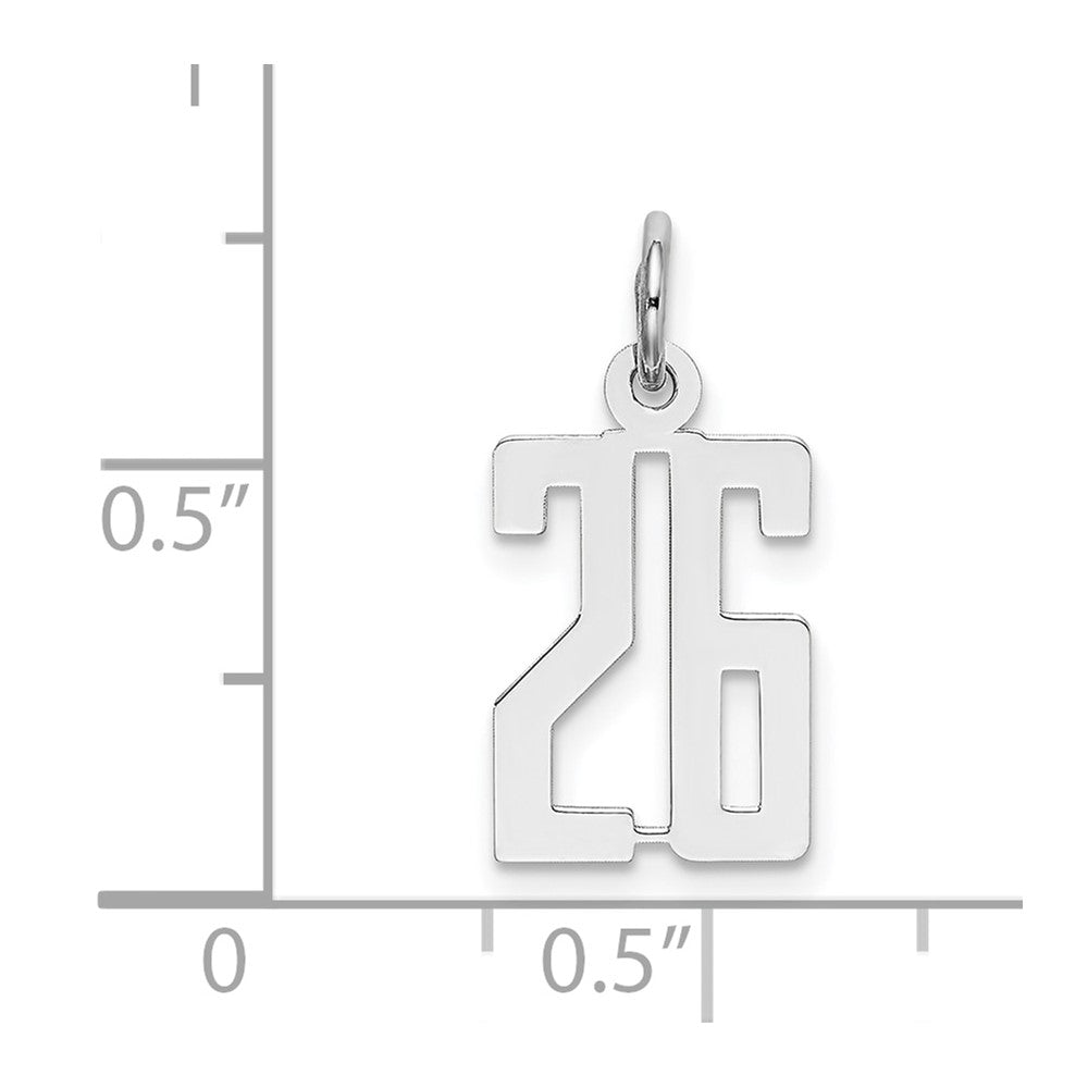 Sterlingsilber Silber/rhodiniert Länglich Zahl 26 Charm