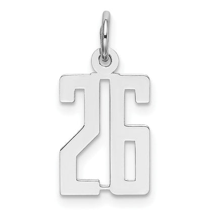 Sterlingsilber Silber/rhodiniert Länglich Zahl 26 Charm
