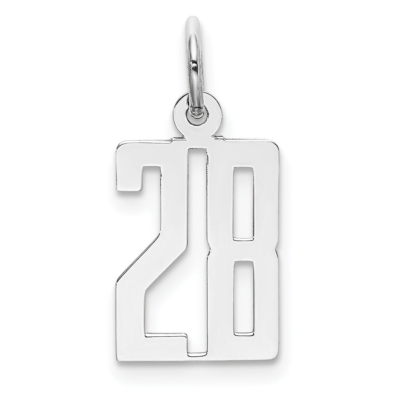 Sterlingsilber Silber/rhodiniert Länglich Zahl 28 Charm