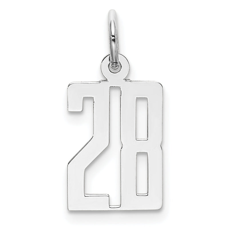 Sterlingsilber Silber/rhodiniert Länglich Zahl 28 Charm