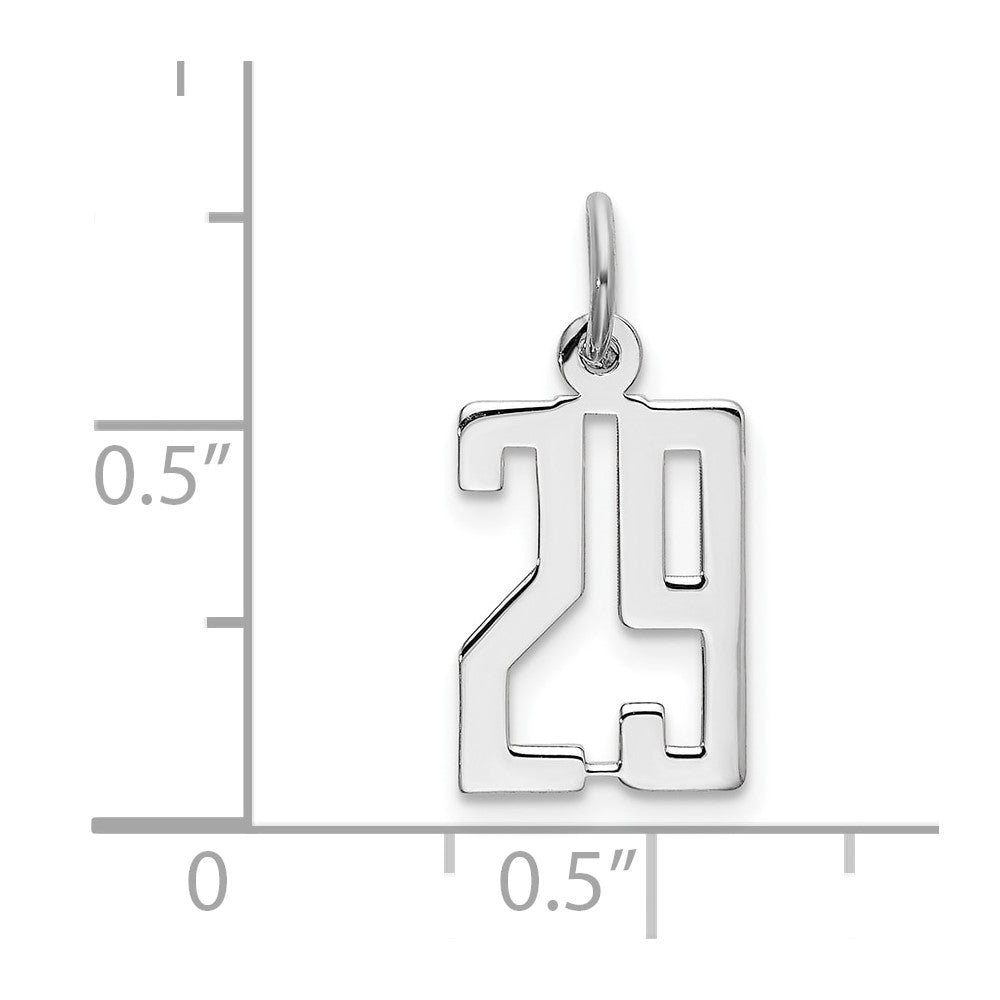 Sterlingsilber Silber/rhodiniert Länglich Zahl 29 Charm