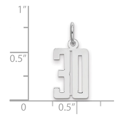 Sterlingsilber Silber/rhodiniert Länglich Zahl 30 Charm