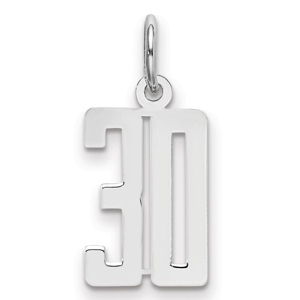 Sterlingsilber Silber/rhodiniert Länglich Zahl 30 Charm