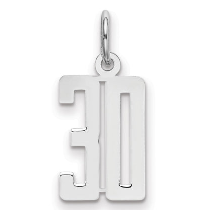 Sterlingsilber Silber/rhodiniert Länglich Zahl 30 Charm