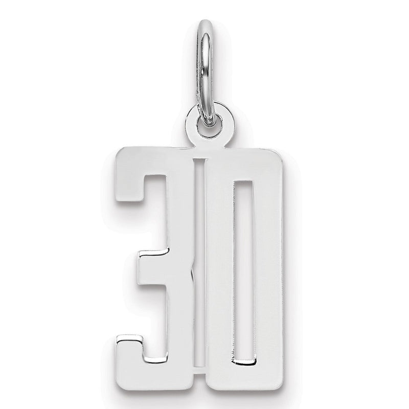 Sterlingsilber Silber/rhodiniert Länglich Zahl 30 Charm