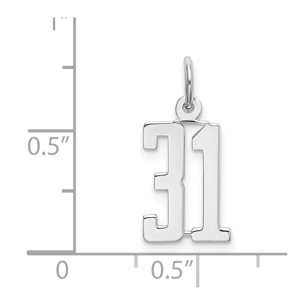 Sterlingsilber Silber/rhodiniert Länglich Zahl 31 Charm