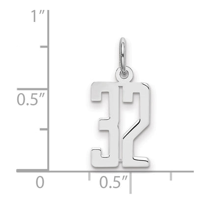 Sterlingsilber Silber/rhodiniert Länglich Zahl 32 Charm