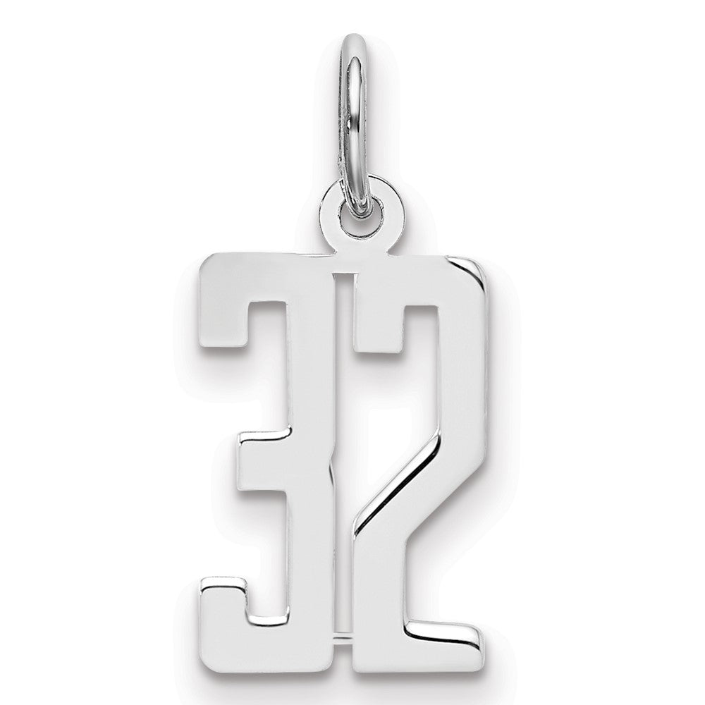 Sterlingsilber Silber/rhodiniert Länglich Zahl 32 Charm