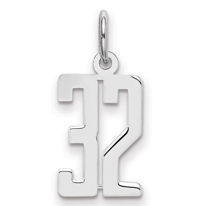 Sterlingsilber Silber/rhodiniert Länglich Zahl 32 Charm