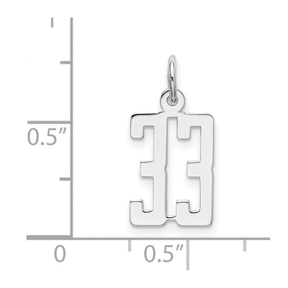 Sterlingsilber Silber/rhodiniert Länglich Zahl 33 Charm