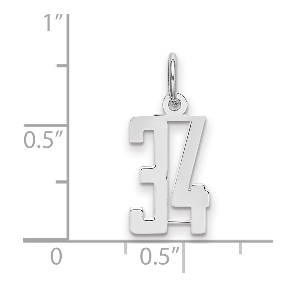 Sterlingsilber Silber/rhodiniert Länglich Zahl 34 Charm