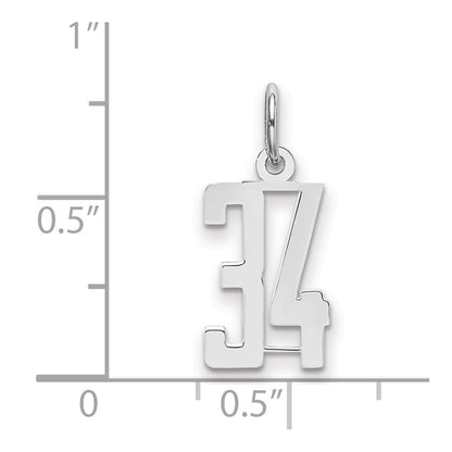 Sterlingsilber Silber/rhodiniert Länglich Zahl 34 Charm