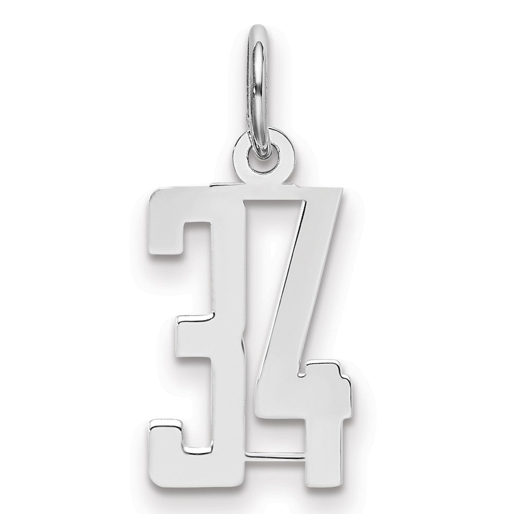 Sterlingsilber Silber/rhodiniert Länglich Zahl 34 Charm