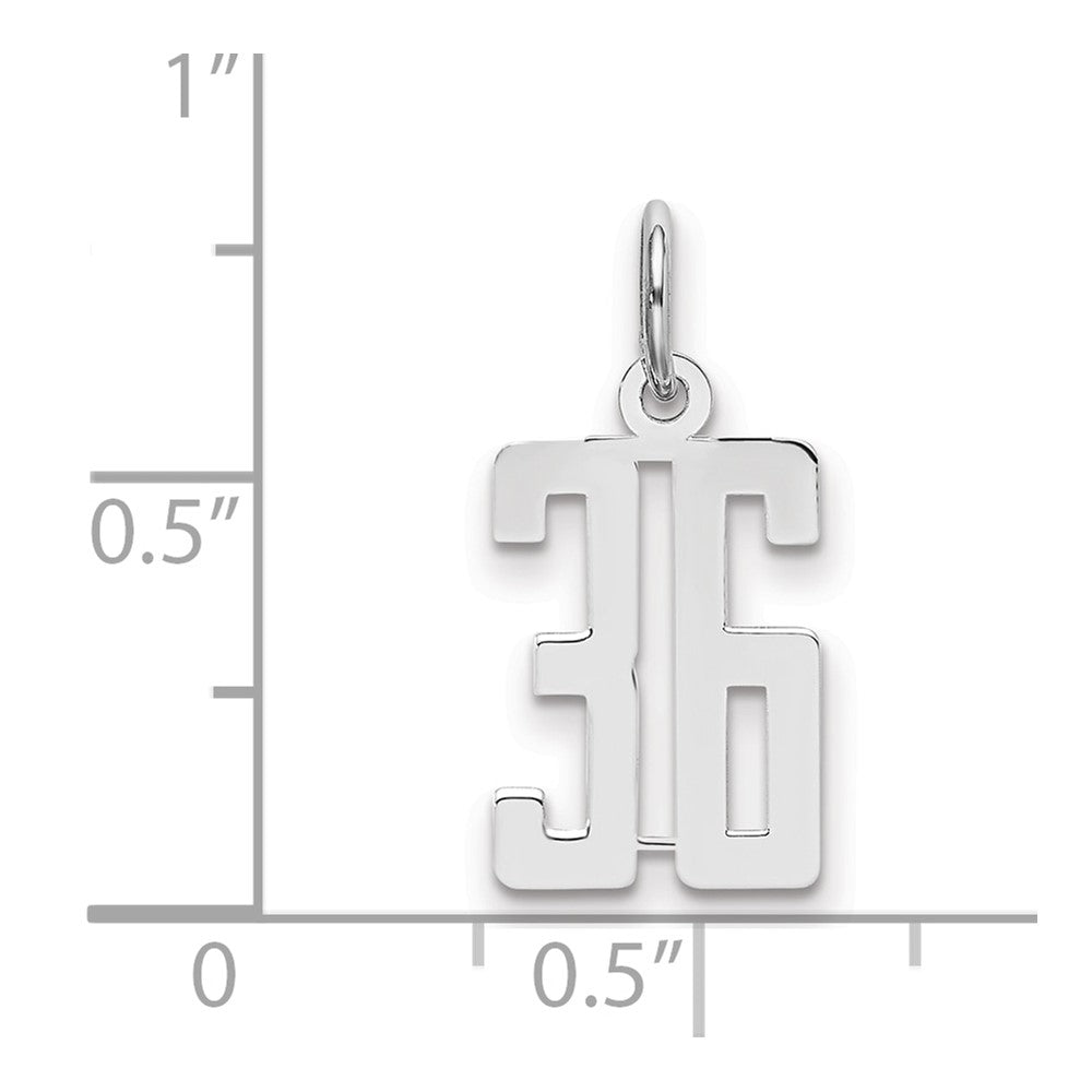 Sterlingsilber Silber/rhodiniert Länglich Zahl 36 Charm