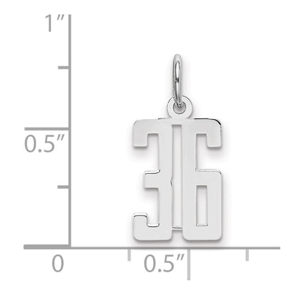 Sterlingsilber Silber/rhodiniert Länglich Zahl 36 Charm
