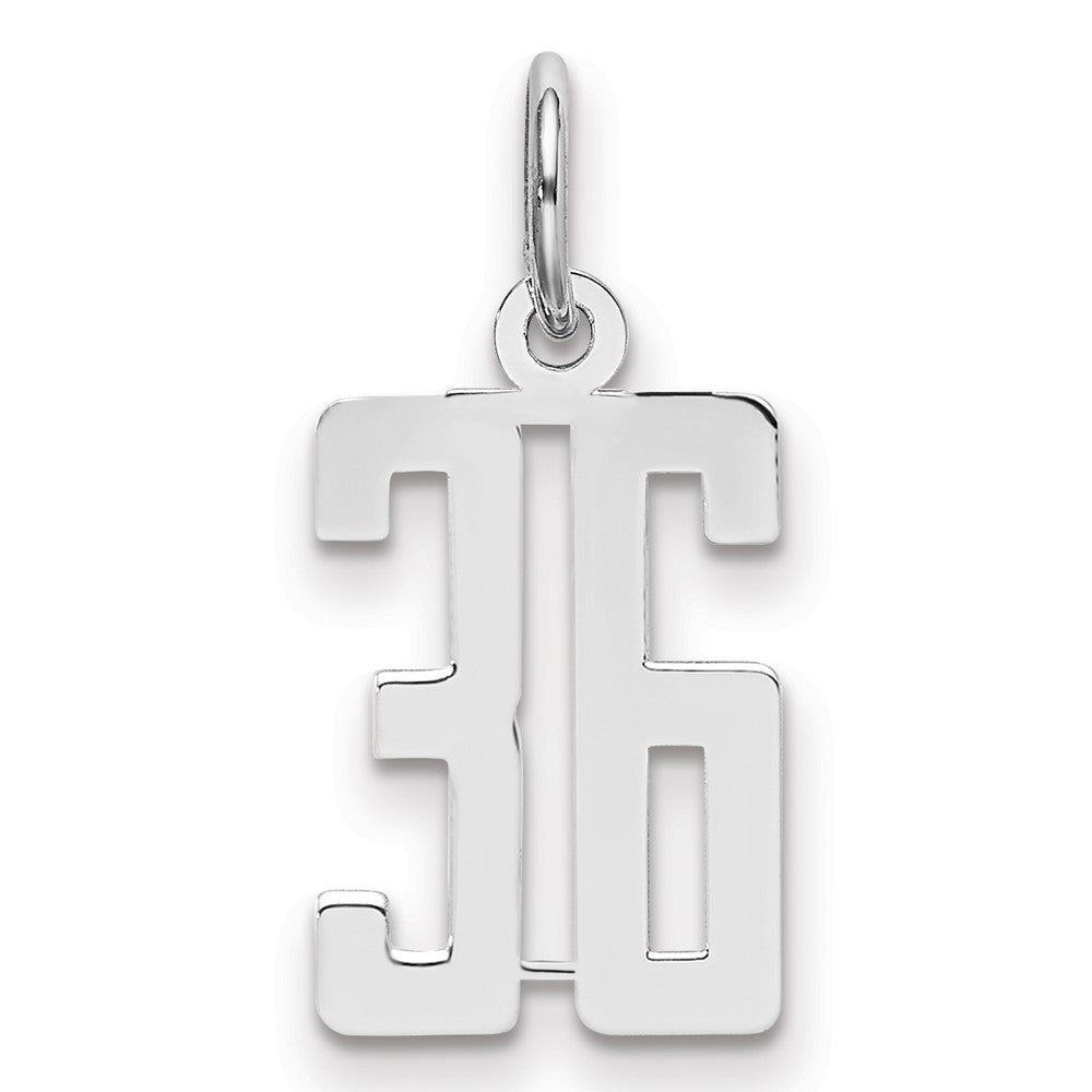 Sterlingsilber Silber/rhodiniert Länglich Zahl 36 Charm