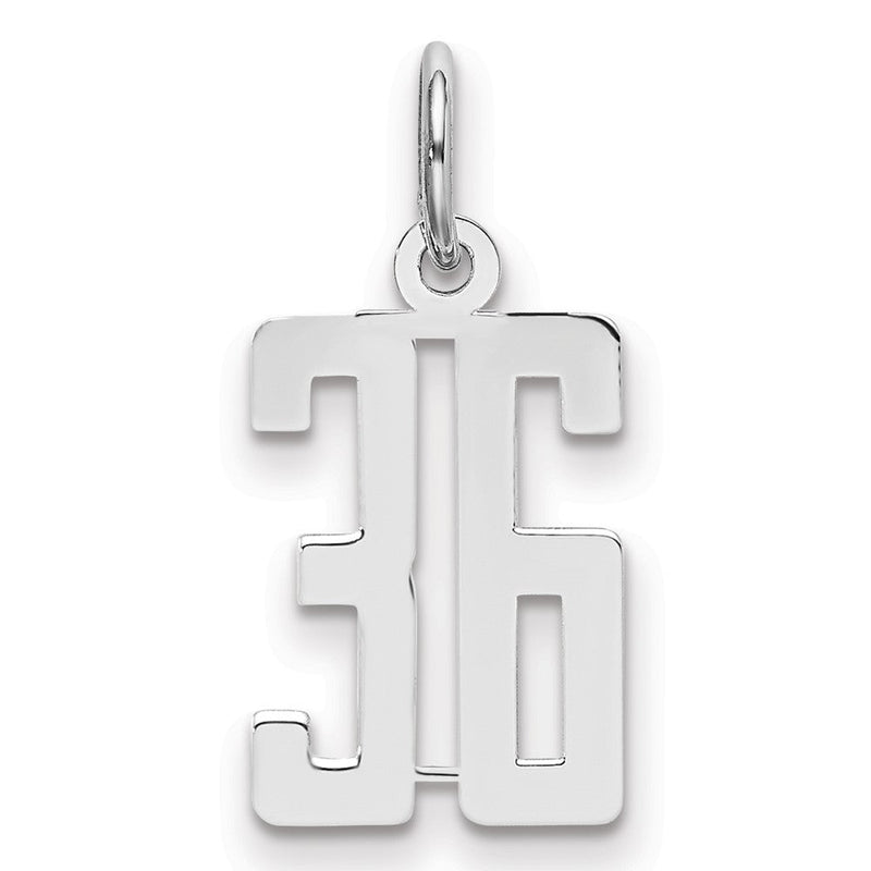 Sterlingsilber Silber/rhodiniert Länglich Zahl 36 Charm