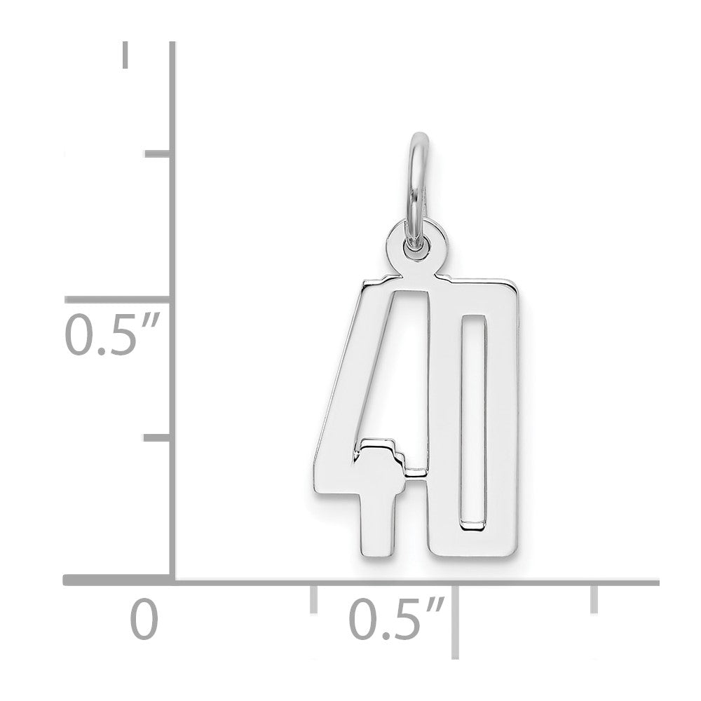 Sterlingsilber Silber/rhodiniert Länglich Zahl 40 Charm