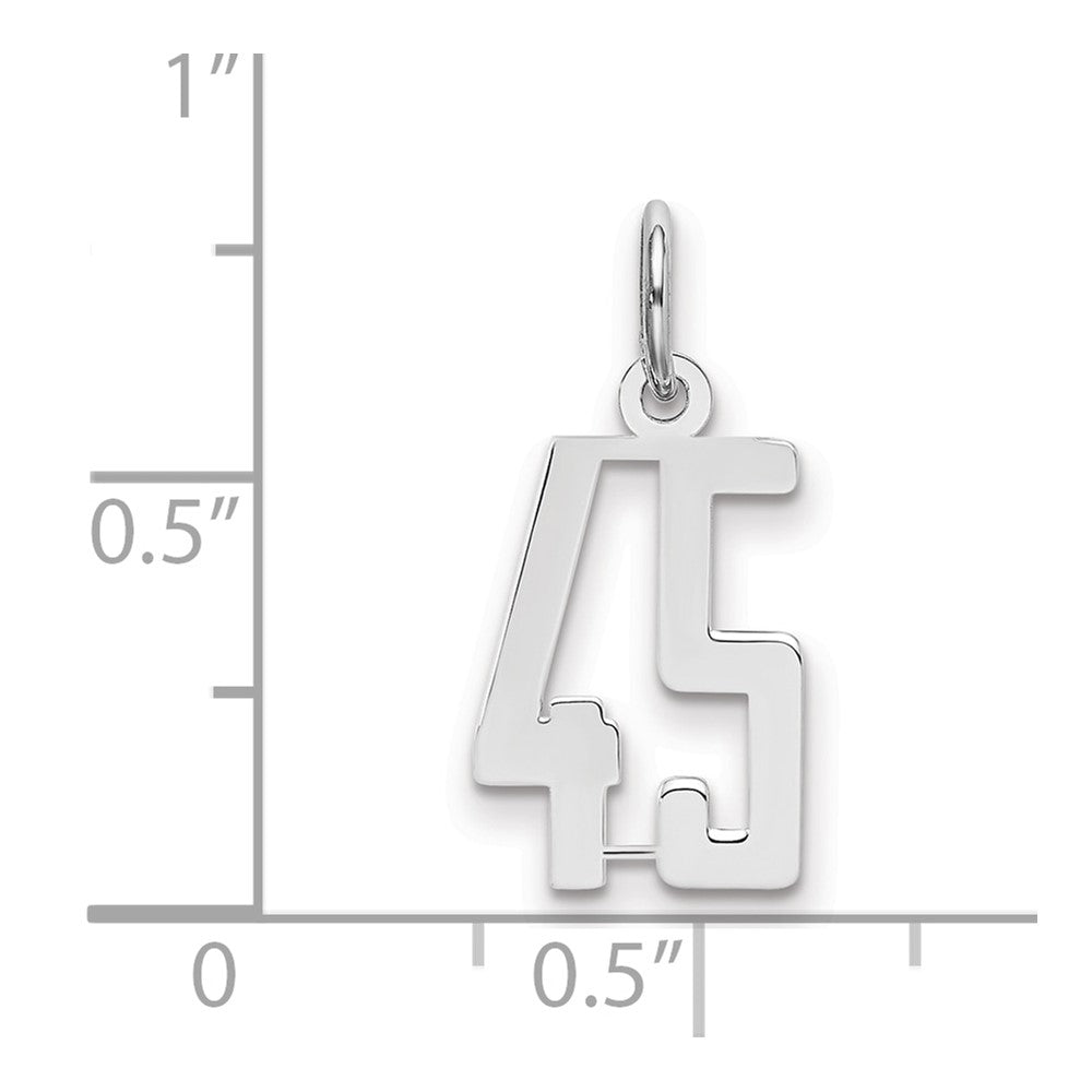 Sterlingsilber Silber/rhodiniert Länglich Zahl 45 Charm