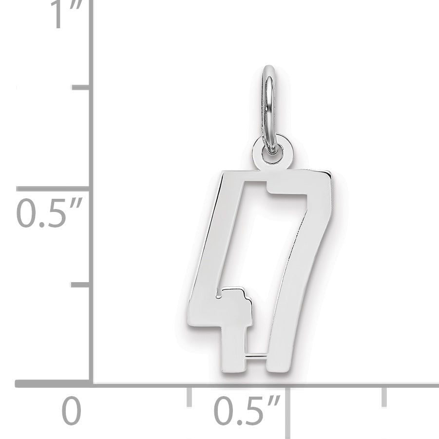 Sterlingsilber Silber/rhodiniert Länglich Zahl 47 Charm