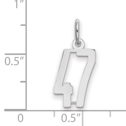 Sterlingsilber Silber/rhodiniert Länglich Zahl 47 Charm