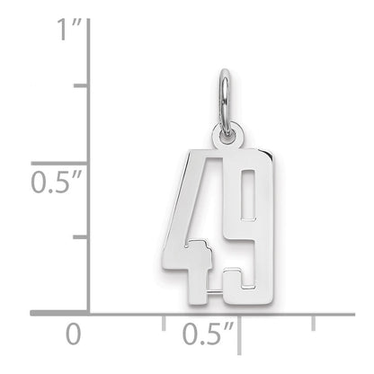Sterlingsilber Silber/rhodiniert Länglich Zahl 49 Charm
