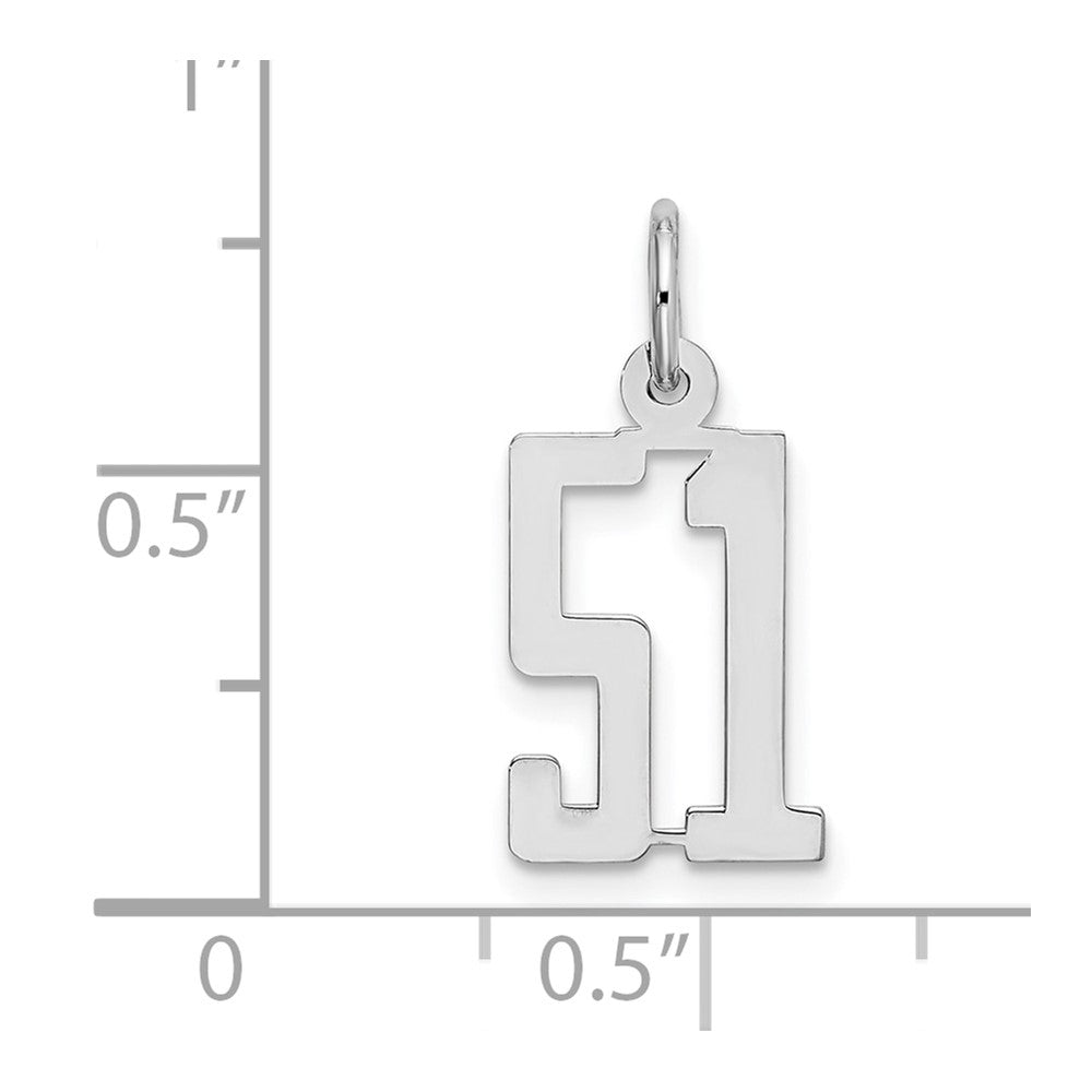 Sterlingsilber Silber/rhodiniert Länglich Zahl 51 Charm