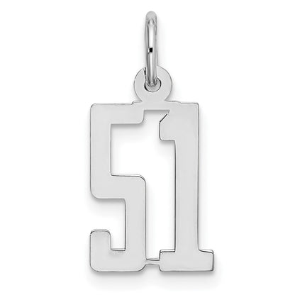 Sterlingsilber Silber/rhodiniert Länglich Zahl 51 Charm