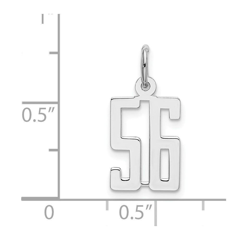 Sterlingsilber Silber/rhodiniert Länglich Zahl 56 Charm