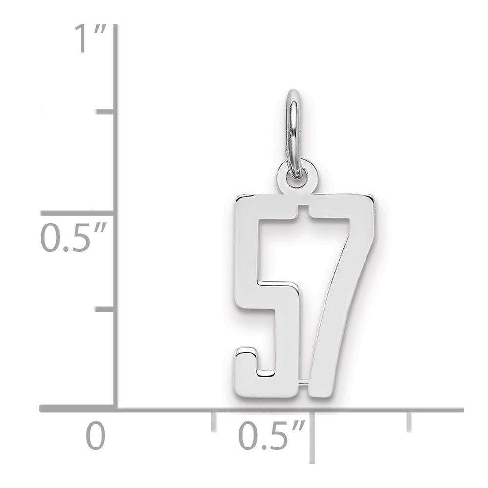 Sterlingsilber Silber/rhodiniert Länglich Zahl 57 Charm