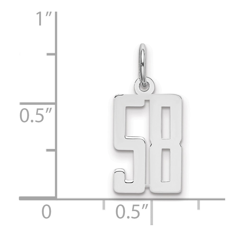 Sterlingsilber Silber/rhodiniert Länglich Zahl 58 Charm