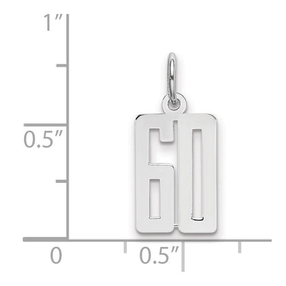 Sterlingsilber Silber/rhodiniert Länglich Zahl 60 Charm
