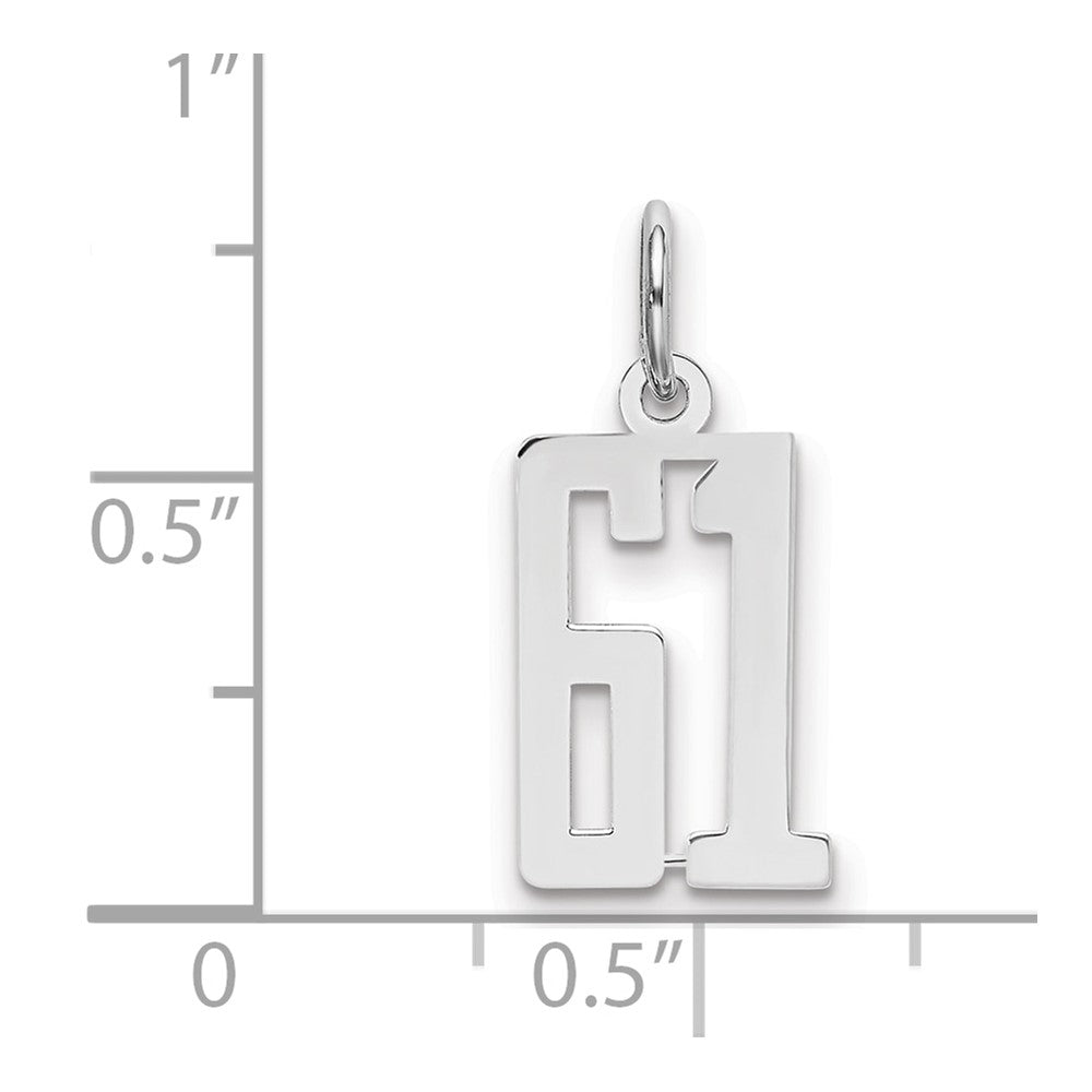 Sterlingsilber Silber/rhodiniert Länglich Zahl 61 Charm