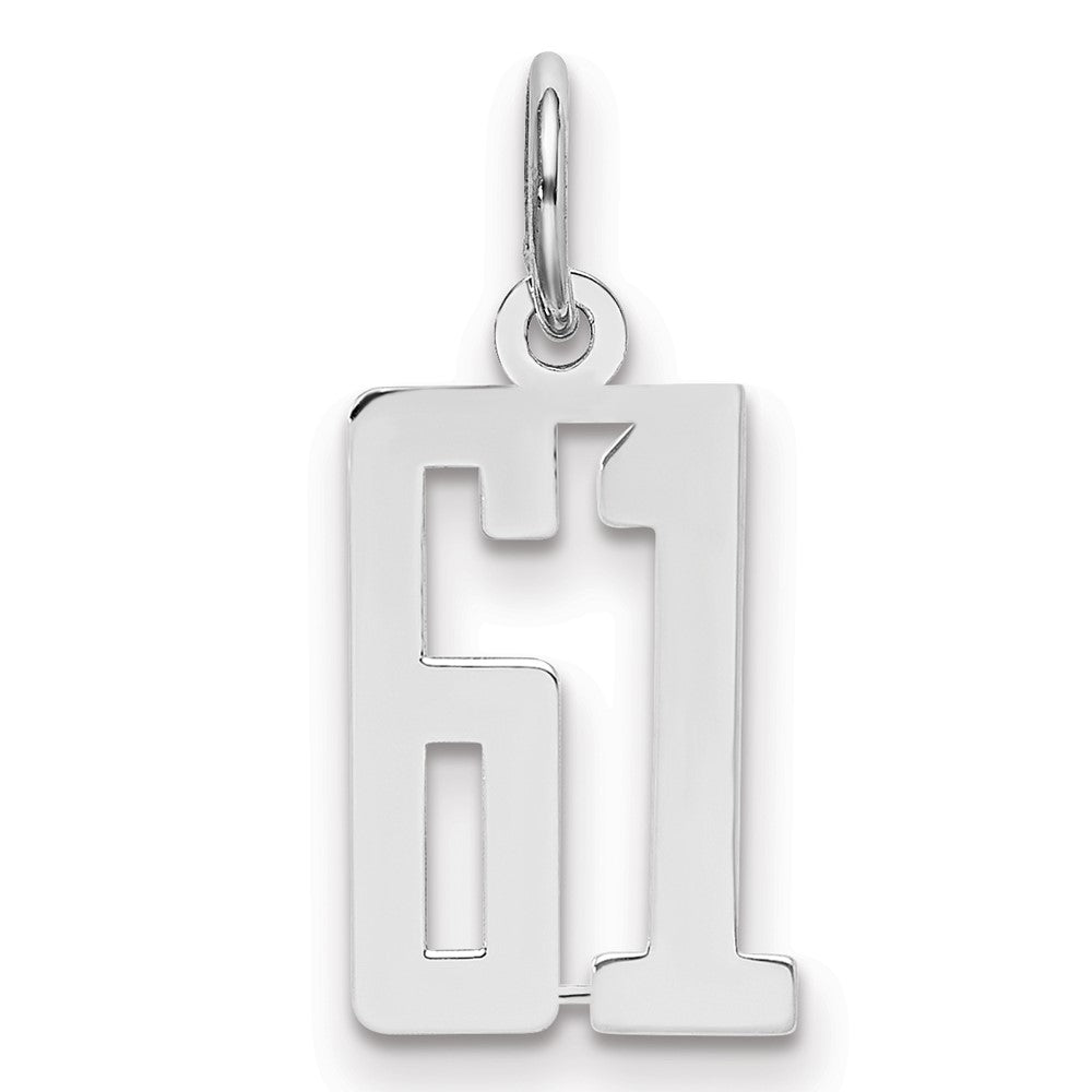 Sterlingsilber Silber/rhodiniert Länglich Zahl 61 Charm