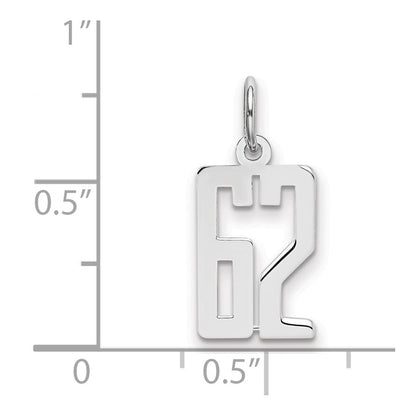 Sterlingsilber Silber/rhodiniert Länglich Zahl 62 Charm