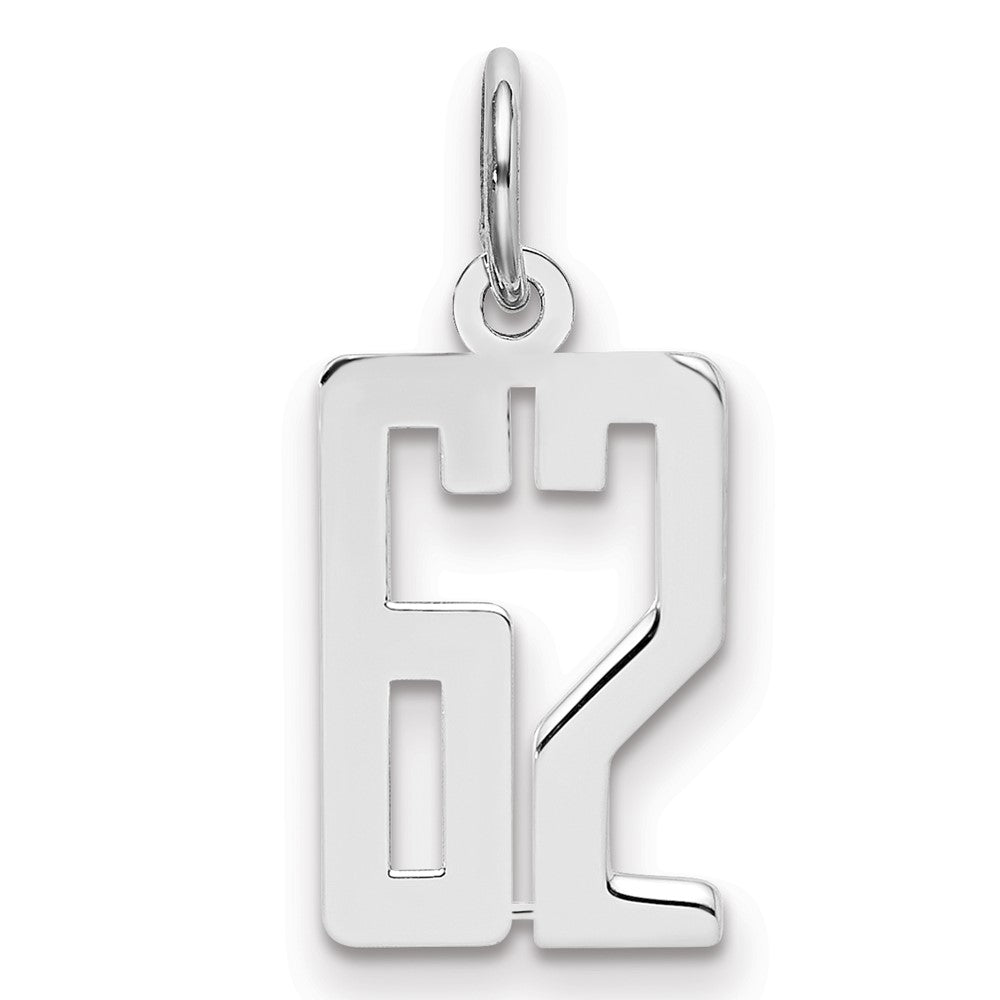 Sterlingsilber Silber/rhodiniert Länglich Zahl 62 Charm