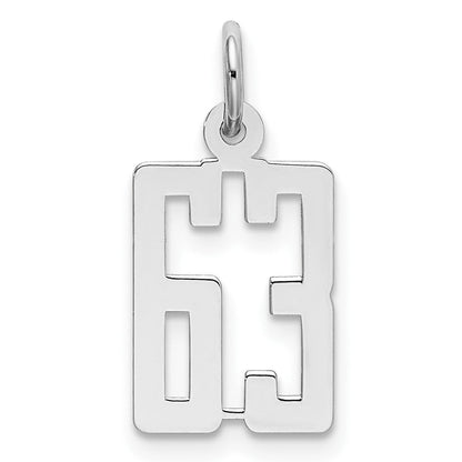Sterlingsilber Silber/rhodiniert Länglich Zahl 63 Charm