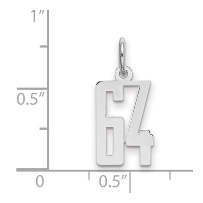 Sterlingsilber Silber/rhodiniert Länglich Zahl 64 Charm