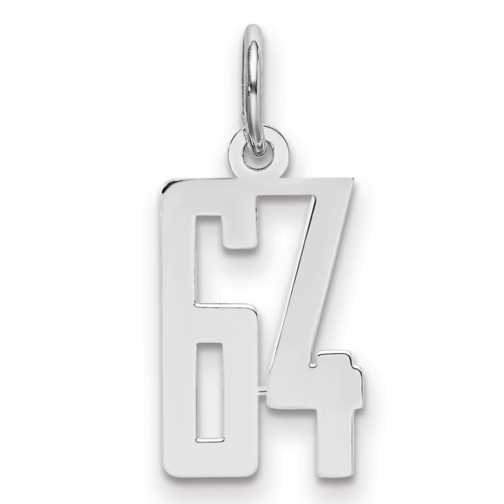 Sterlingsilber Silber/rhodiniert Länglich Zahl 64 Charm