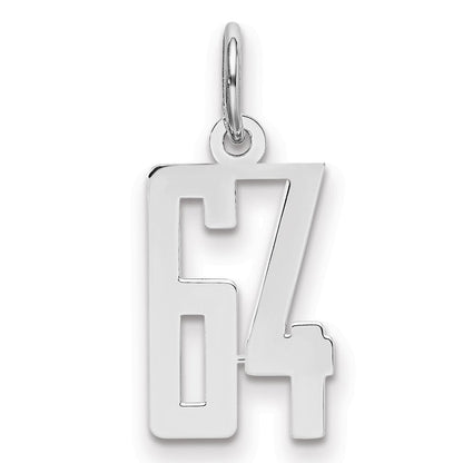 Sterlingsilber Silber/rhodiniert Länglich Zahl 64 Charm