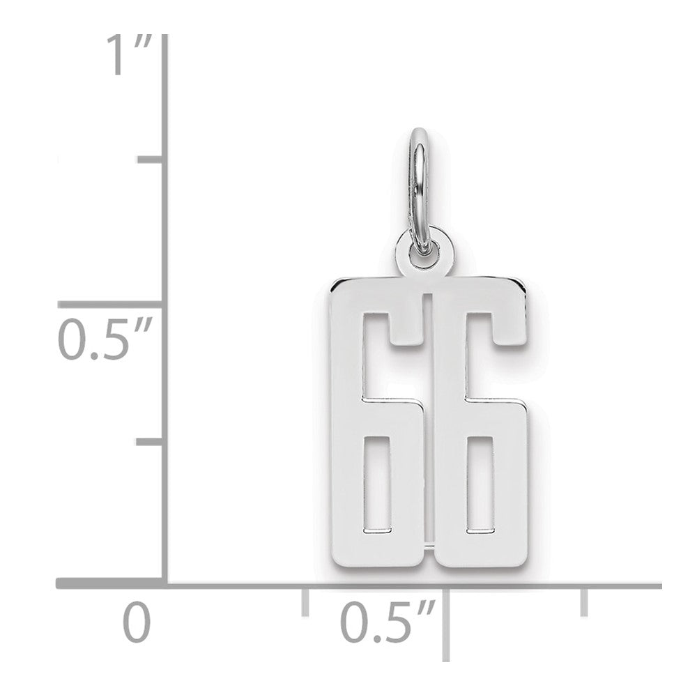 Sterlingsilber Silber/rhodiniert Länglich Zahl 66 Charm