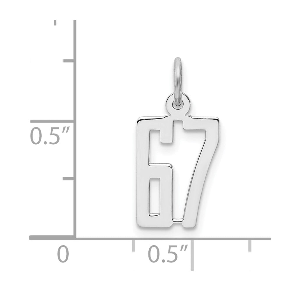 Sterlingsilber Silber/rhodiniert Länglich Zahl 67 Charm