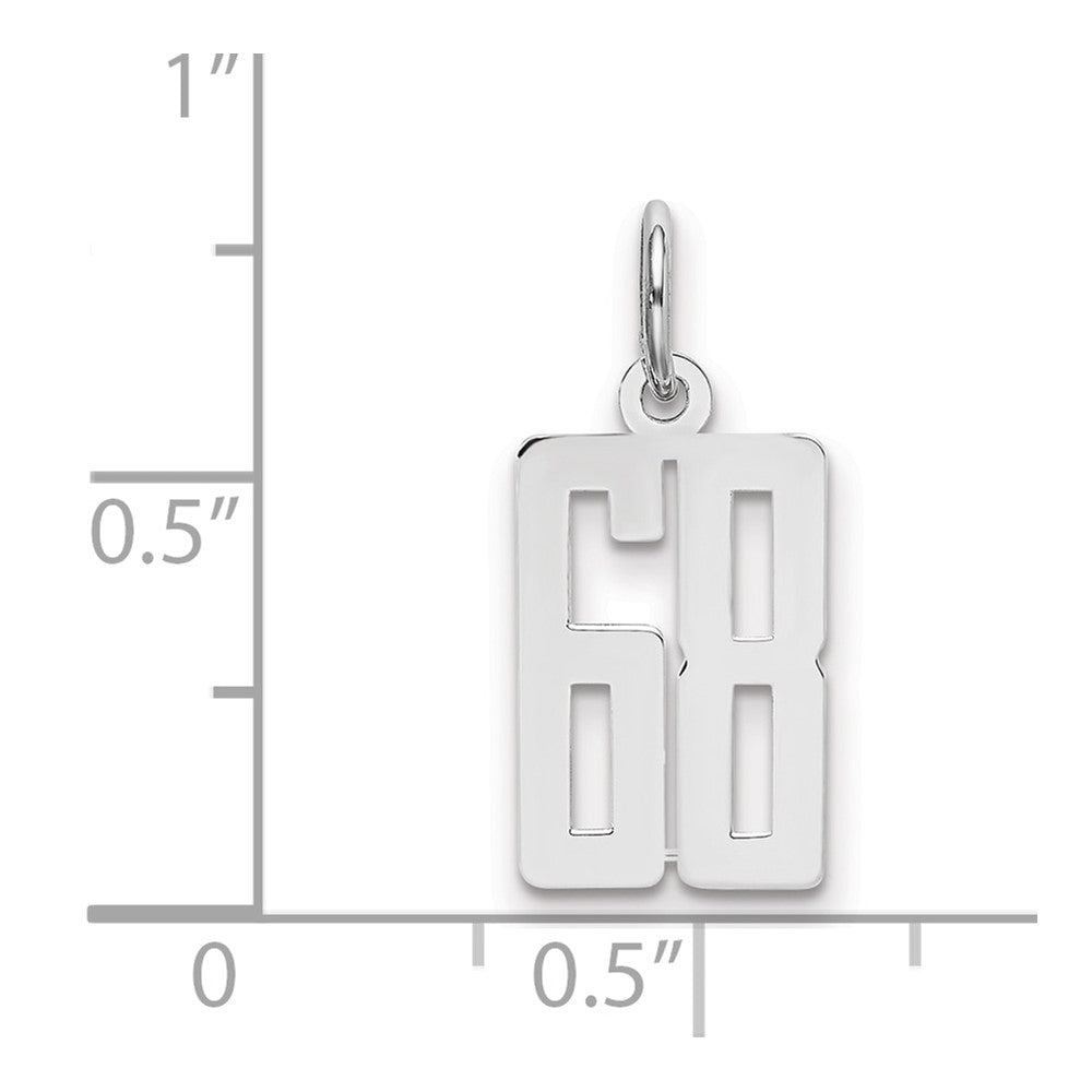 Sterlingsilber Silber/rhodiniert Länglich Zahl 68 Charm
