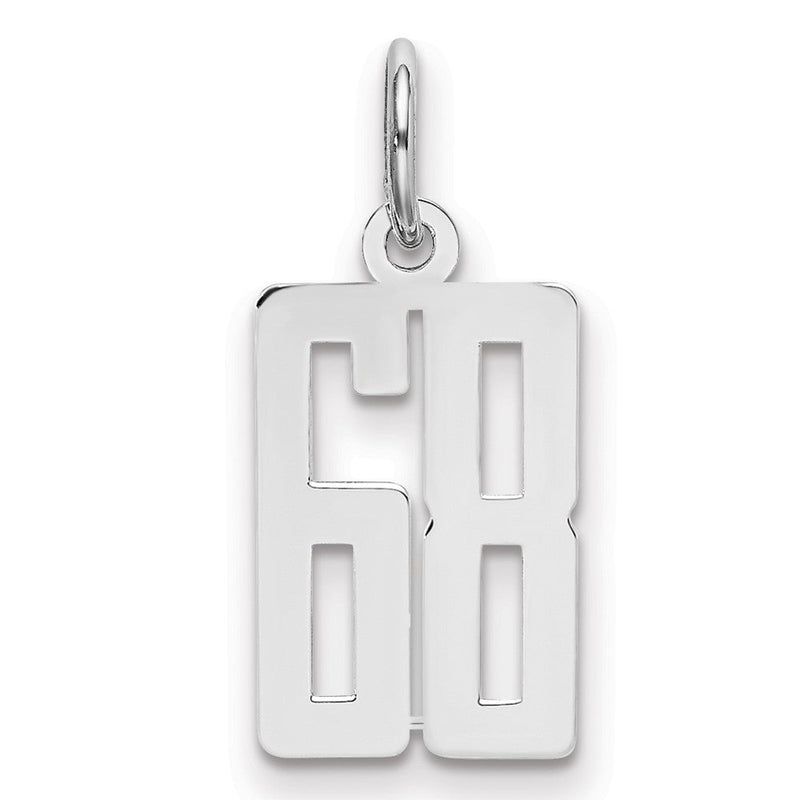Sterlingsilber Silber/rhodiniert Länglich Zahl 68 Charm