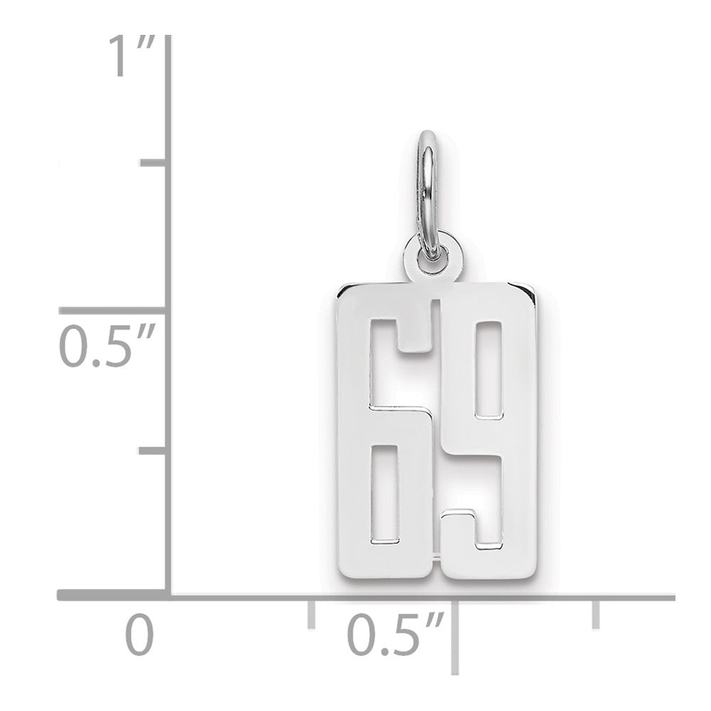 Sterlingsilber Silber/rhodiniert Länglich Zahl 69 Charm