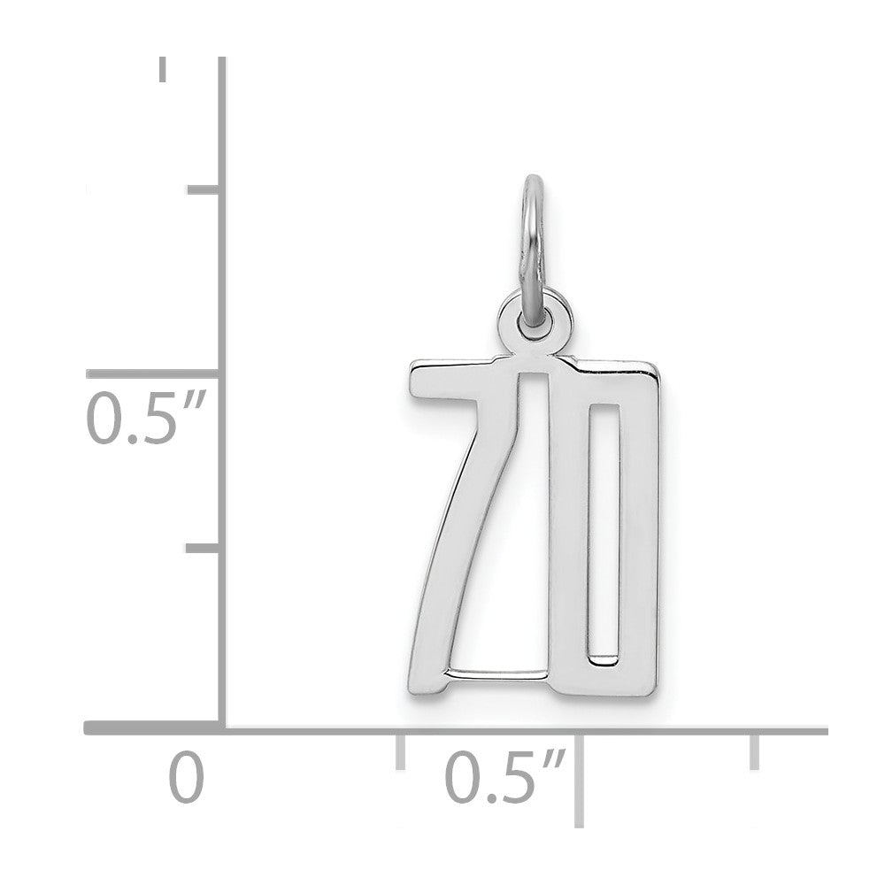 Sterlingsilber Silber/rhodiniert Länglich Zahl 70 Charm