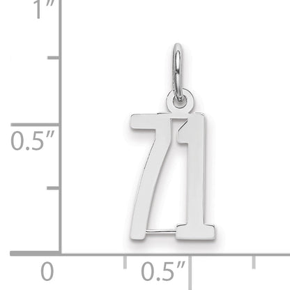 Sterlingsilber Silber/rhodiniert Länglich Zahl 71 Charm